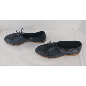 Joyce of California VTG Women's Shoes 6.5 Leather Upper Flats Black Lace Up GUC